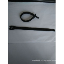 Black Polyster Hook &amp; Loop Cable Tie para gestión de cables